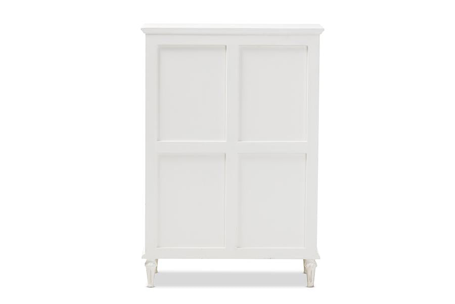 Baxton Studio Venezia French-Inspired Rustic Whitewash Wood 5-Drawer Chest