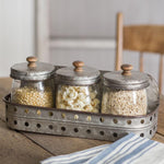 3 Glass Canisters with Storage Bin - UNQFurniture