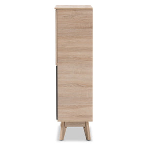 Baxton Studio Fella Mid-Century Modern Two-Tone Oak and Grey Wood Multipurpose Storage Cabinet