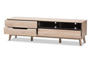 Baxton Studio Fella Mid-Century Modern Two-Tone Oak and Grey Wood TV Stand