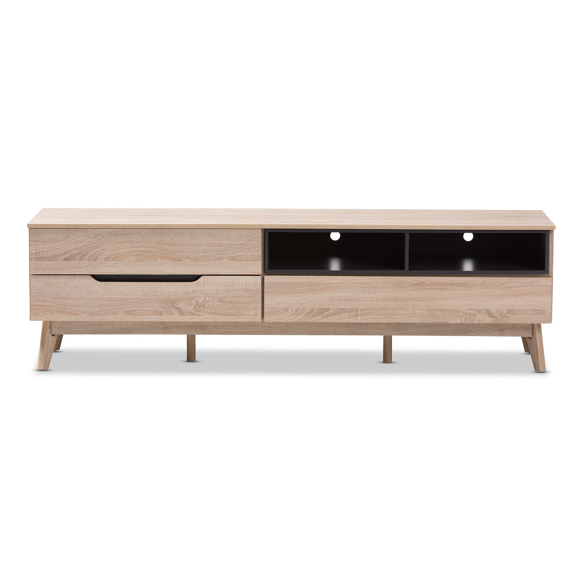 Baxton Studio Fella Mid-Century Modern Two-Tone Oak and Grey Wood TV Stand