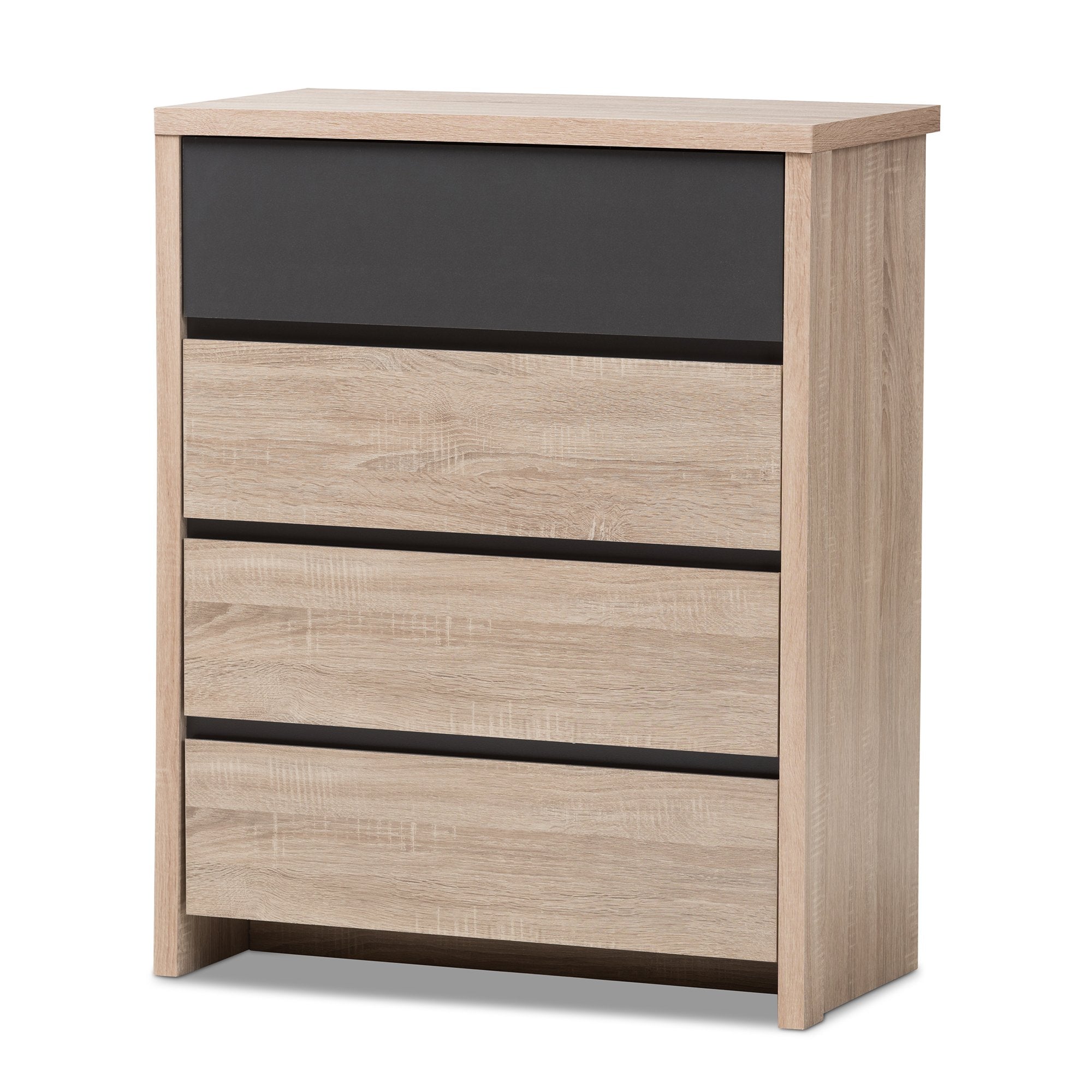 Baxton Studio Jamie Modern and Contemporary Two-Tone Oak and Grey Wood 4-Drawer Chest