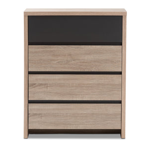 Baxton Studio Jamie Modern and Contemporary Two-Tone Oak and Grey Wood 4-Drawer Chest