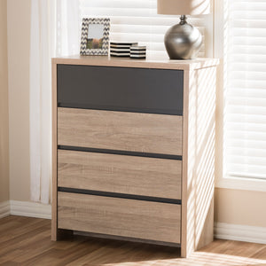 Baxton Studio Jamie Modern and Contemporary Two-Tone Oak and Grey Wood 4-Drawer Chest