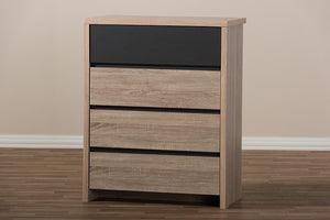 Baxton Studio Jamie Modern and Contemporary Two-Tone Oak and Grey Wood 4-Drawer Chest