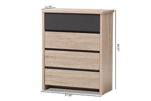 Baxton Studio Jamie Modern and Contemporary Two-Tone Oak and Grey Wood 4-Drawer Chest