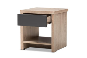 Baxton Studio Jamie Modern and Contemporary Two-Tone Oak and Grey Wood 1-Drawer 1-Shelf Nightstand