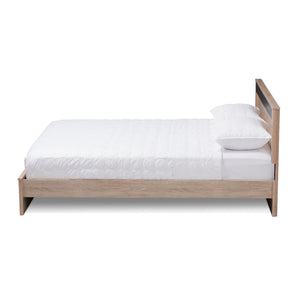 Baxton Studio Jamie Modern and Contemporary Two-Tone Oak and Grey Wood Queen Size Platform Bed