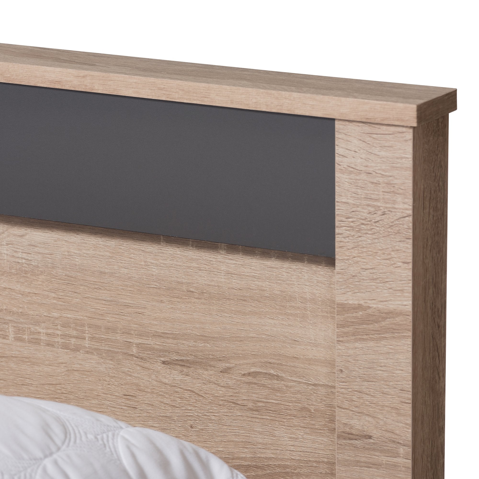 Baxton Studio Jamie Modern and Contemporary Two-Tone Oak and Grey Wood Queen Size Platform Bed