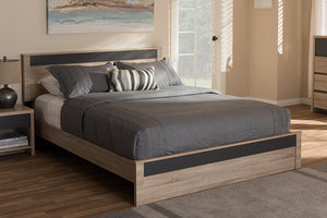 Baxton Studio Jamie Modern and Contemporary Two-Tone Oak and Grey Wood Queen Size Platform Bed