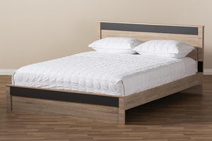 Baxton Studio Jamie Modern and Contemporary Two-Tone Oak and Grey Wood Queen Size Platform Bed