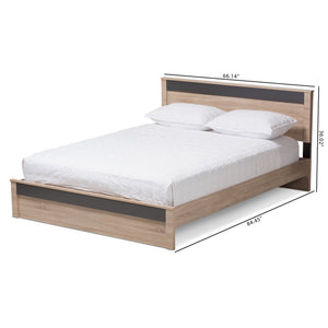 Baxton Studio Jamie Modern and Contemporary Two-Tone Oak and Grey Wood Queen Size Platform Bed