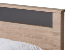 Baxton Studio Jamie Modern and Contemporary Two-Tone Oak and Grey Wood Queen 2-Drawer Queen Size Storage Platform Bed