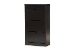 Baxton Studio Cayla Modern and Contemporary Black Wood Shoe Cabinet