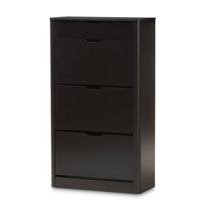 Baxton Studio Cayla Modern and Contemporary Black Wood Shoe Cabinet