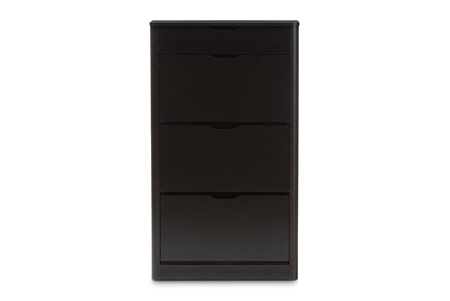 Baxton Studio Cayla Modern and Contemporary Black Wood Shoe Cabinet