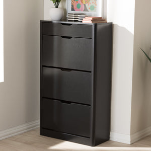 Baxton Studio Cayla Modern and Contemporary Black Wood Shoe Cabinet