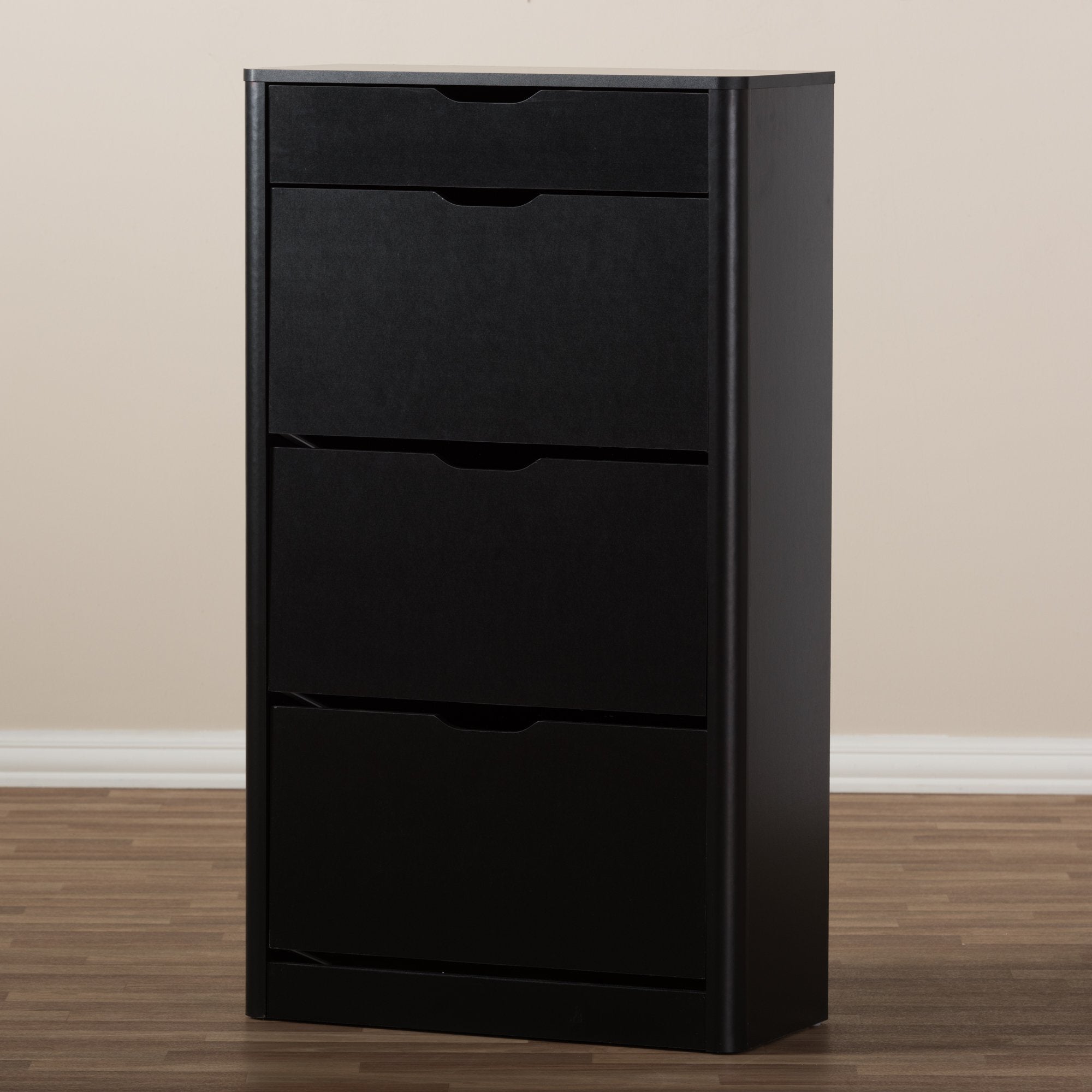 Baxton Studio Cayla Modern and Contemporary Black Wood Shoe Cabinet