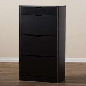 Baxton Studio Cayla Modern and Contemporary Black Wood Shoe Cabinet