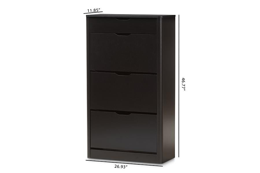 Baxton Studio Cayla Modern and Contemporary Black Wood Shoe Cabinet