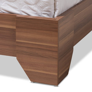 Baxton Studio Vanda Modern and Contemporary Two-Tone Walnut and Black Wood Queen Size Platform Bed