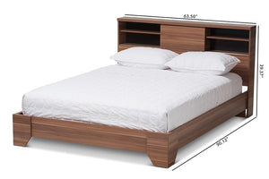 Baxton Studio Vanda Modern and Contemporary Two-Tone Walnut and Black Wood Queen Size Platform Bed