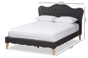 Baxton Studio Alicia French Modern Classic Dark Grey Fabric Full Size Platform Bed