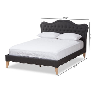 Baxton Studio Alicia French Modern Classic Dark Grey Fabric Full Size Platform Bed