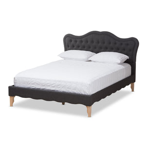 Baxton Studio Alicia French Modern Classic Dark Grey Fabric Full Size Platform Bed