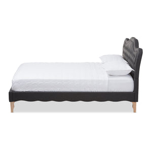 Baxton Studio Alicia French Modern Classic Dark Grey Fabric Full Size Platform Bed