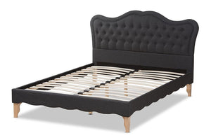 Baxton Studio Alicia French Modern Classic Dark Grey Fabric Full Size Platform Bed