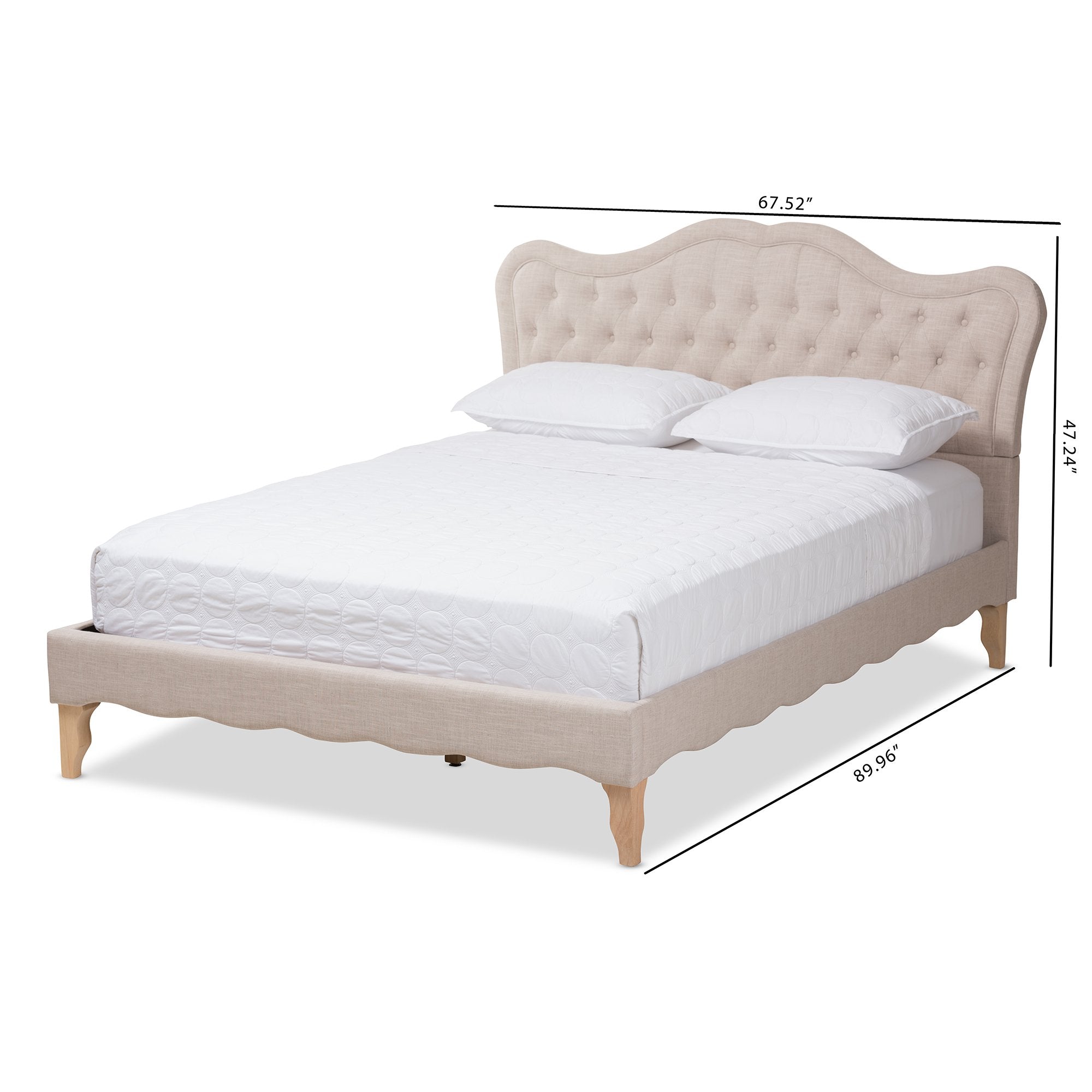 Baxton Studio Alicia French Modern Classic Beige Fabric Queen Size Platform Bed