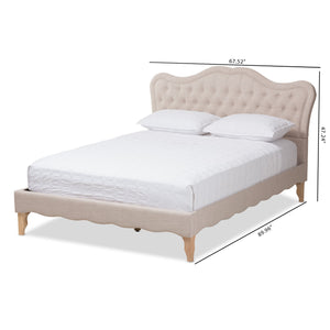 Baxton Studio Alicia French Modern Classic Beige Fabric Full Size Platform Bed