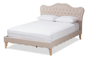 Baxton Studio Alicia French Modern Classic Beige Fabric Queen Size Platform Bed