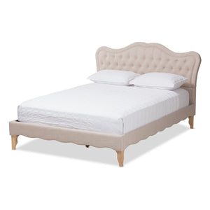 Baxton Studio Alicia French Modern Classic Beige Fabric Full Size Platform Bed