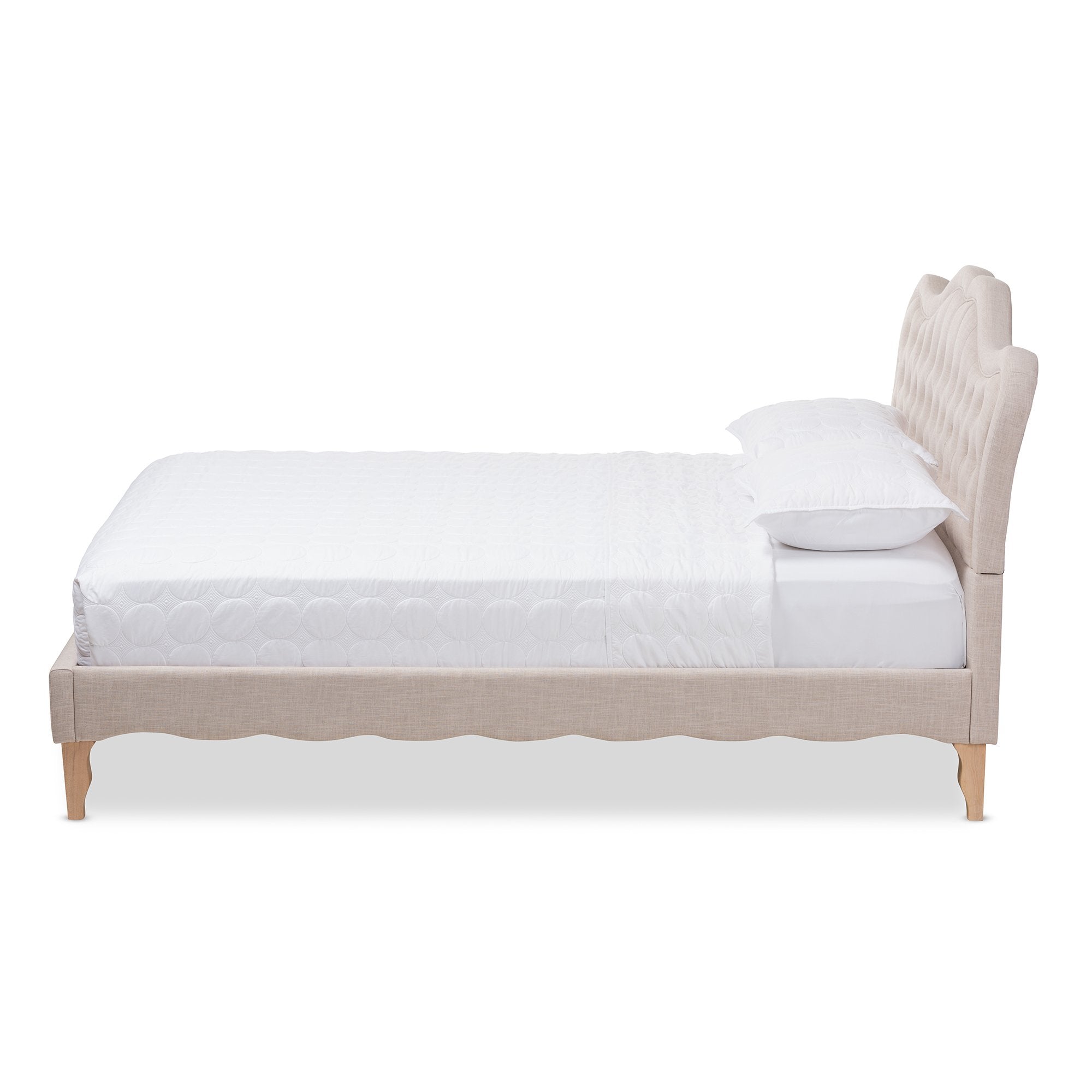 Baxton Studio Alicia French Modern Classic Beige Fabric Full Size Platform Bed