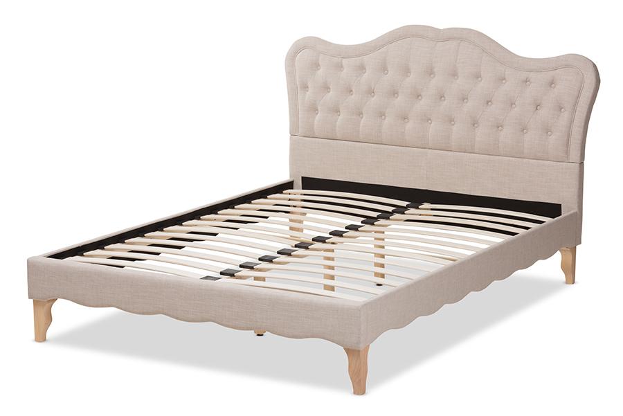 Baxton Studio Alicia French Modern Classic Beige Fabric Full Size Platform Bed