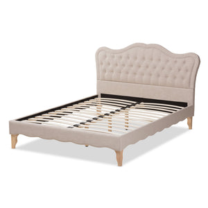 Baxton Studio Alicia French Modern Classic Beige Fabric Queen Size Platform Bed