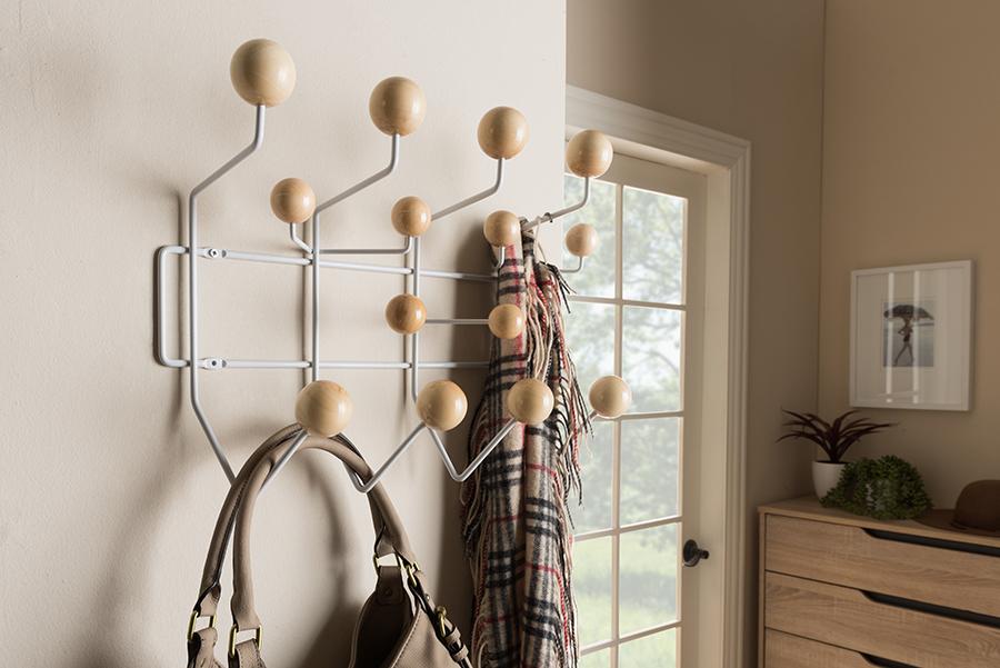 Baxton Studio Penny Mid-Century Modern Light Brown Coat Hanger