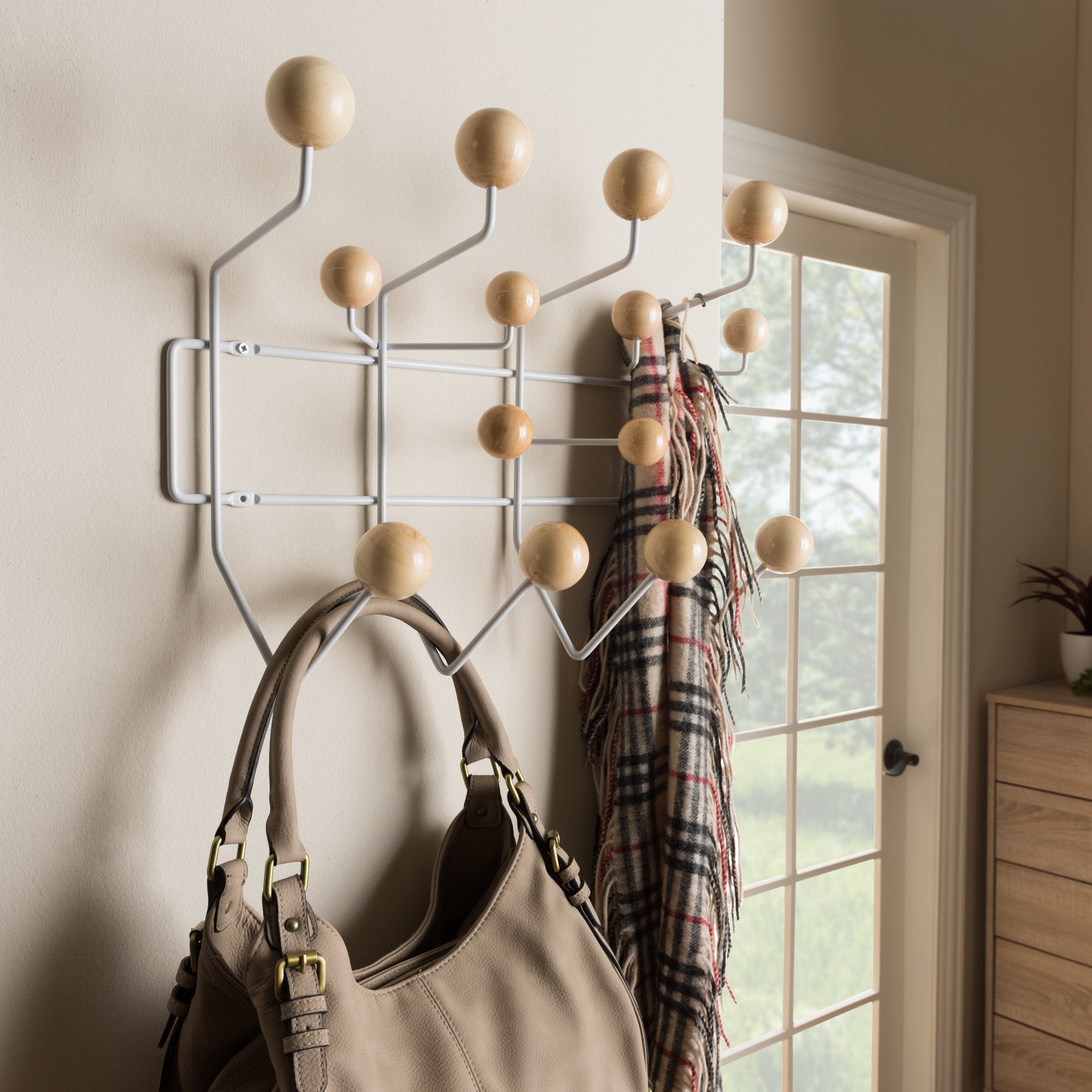 Baxton Studio Penny Mid-Century Modern Light Brown Coat Hanger