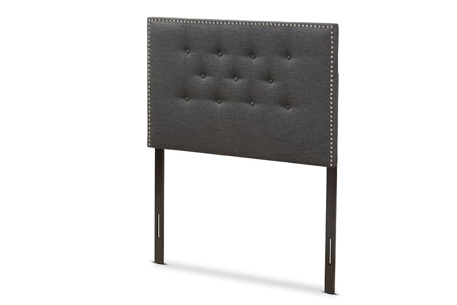 Baxton Studio Windsor Modern and Contemporary Dark Grey Fabric Twin Size Headboard