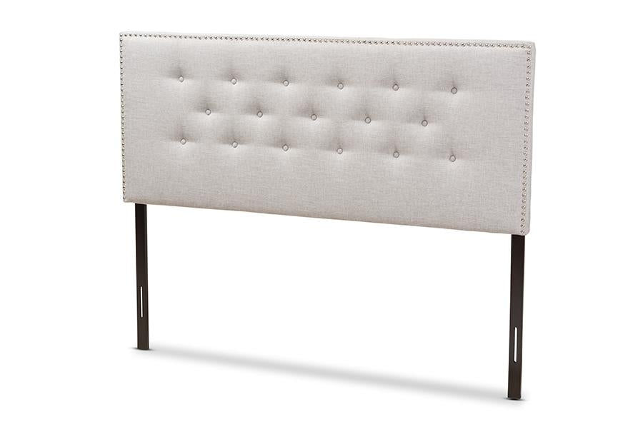 Baxton Studio Windsor Modern and Contemporary Greyish Beige Fabric Upholstered King Size Headboard