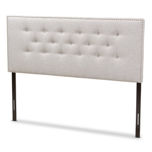 Baxton Studio Windsor Modern and Contemporary Greyish Beige Fabric Upholstered Queen Size Headboard