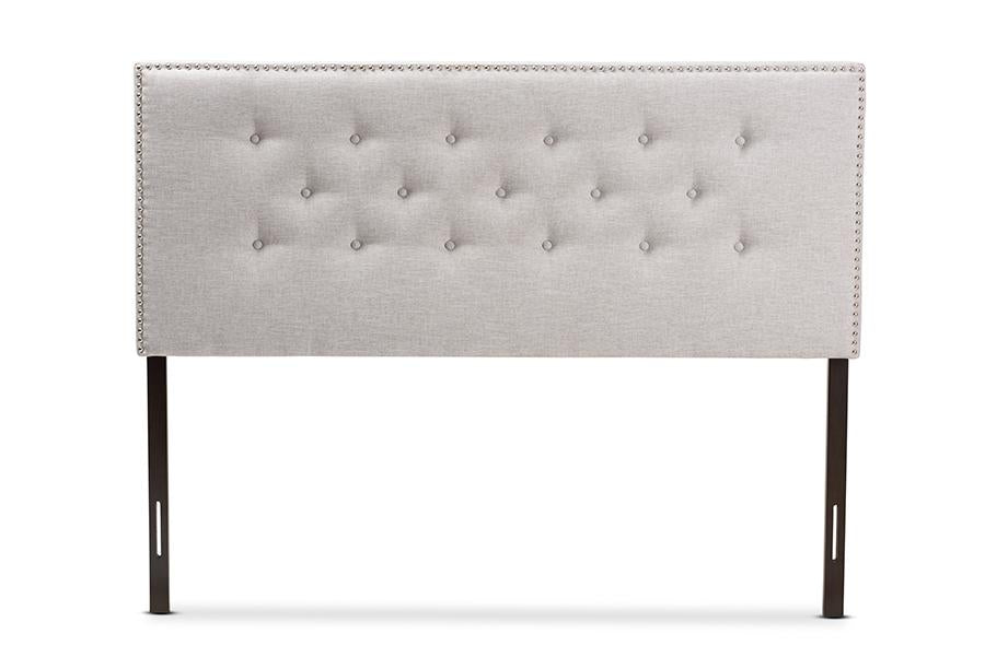 Baxton Studio Windsor Modern and Contemporary Greyish Beige Fabric Upholstered Queen Size Headboard