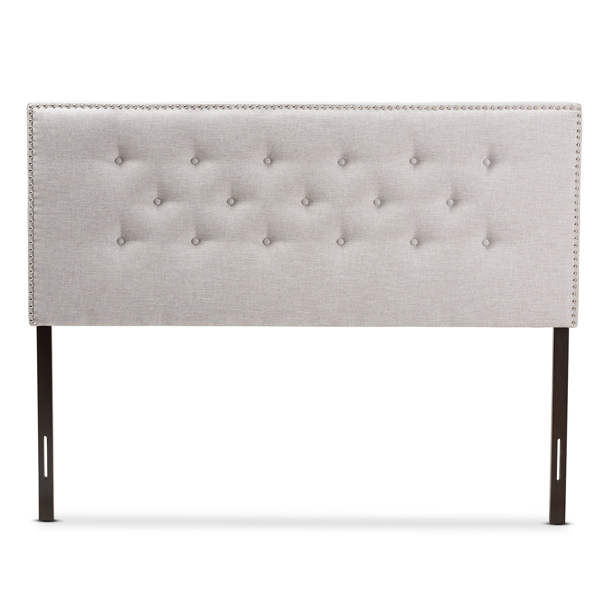 Baxton Studio Windsor Modern and Contemporary Greyish Beige Fabric Upholstered Queen Size Headboard