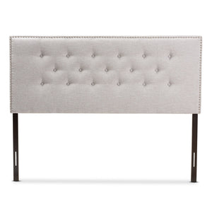 Baxton Studio Windsor Modern and Contemporary Greyish Beige Fabric Upholstered King Size Headboard