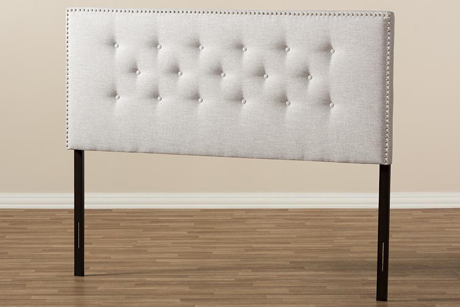 Baxton Studio Windsor Modern and Contemporary Greyish Beige Fabric Upholstered Full Size Headboard