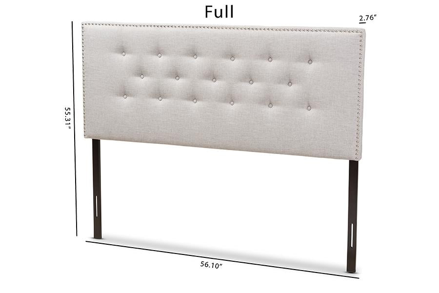 Baxton Studio Windsor Modern and Contemporary Greyish Beige Fabric Upholstered Full Size Headboard