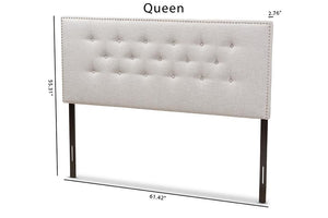 Baxton Studio Windsor Modern and Contemporary Greyish Beige Fabric Upholstered Queen Size Headboard