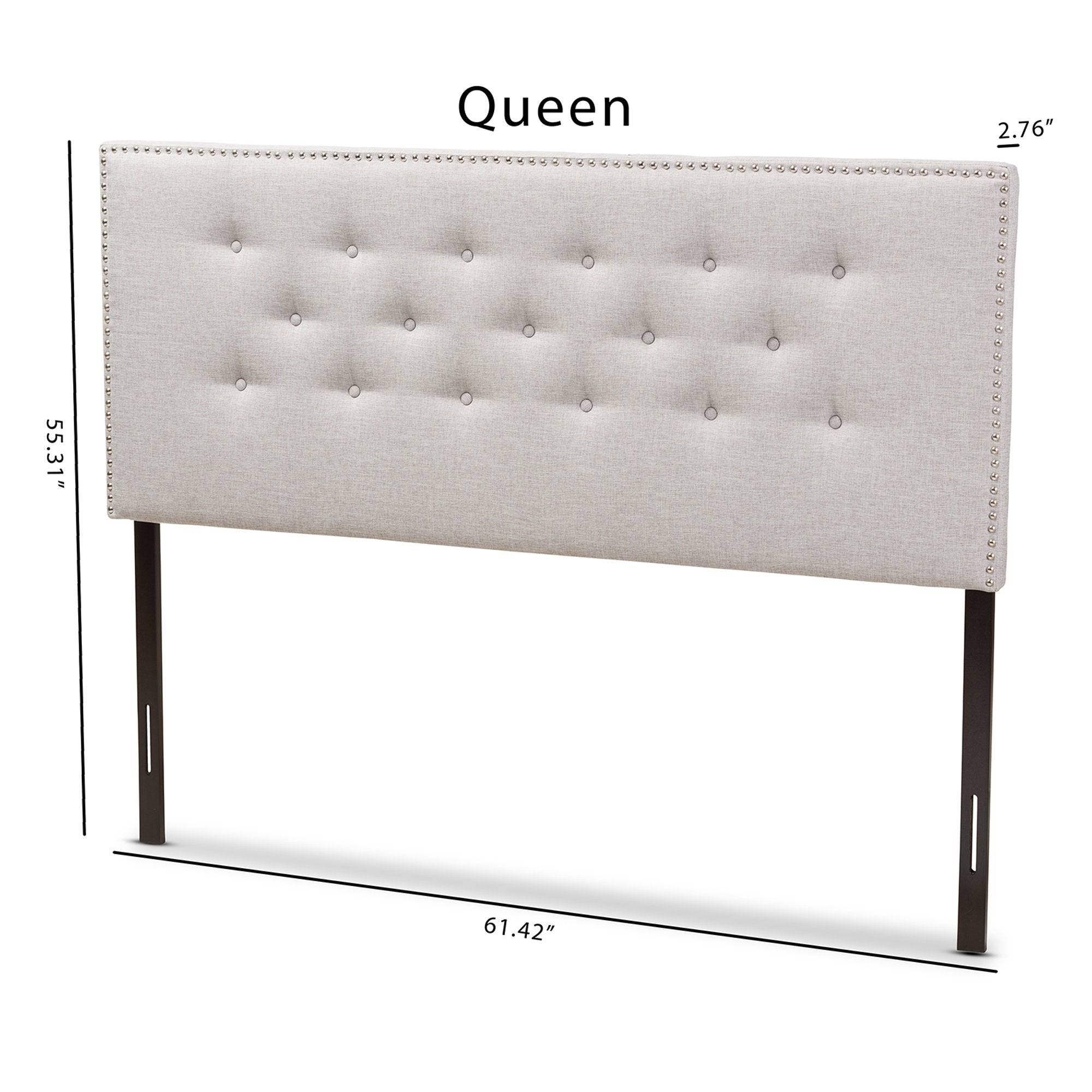 Baxton Studio Windsor Modern and Contemporary Greyish Beige Fabric Upholstered Queen Size Headboard